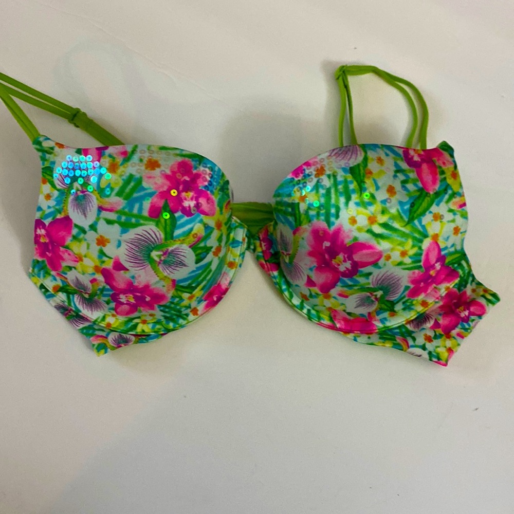 Victoria’s Secret Multicolor Push Up Bra with Sequins Size 36B